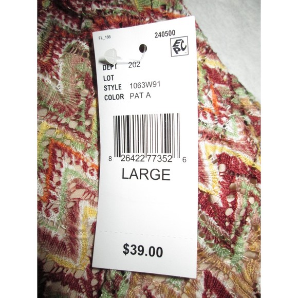 BCX Rusty Brown Tan Chevron Top with Bottom Tie Detail Lined L NWT (B7) - Picture 6 of 12